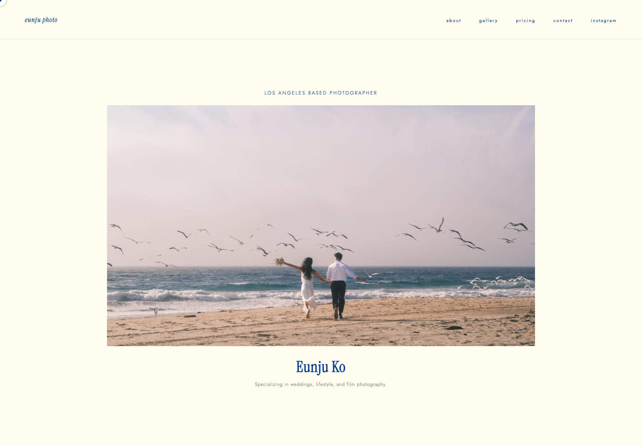 Homepage of the Eunju Photography website built by Hyper Vision Co.