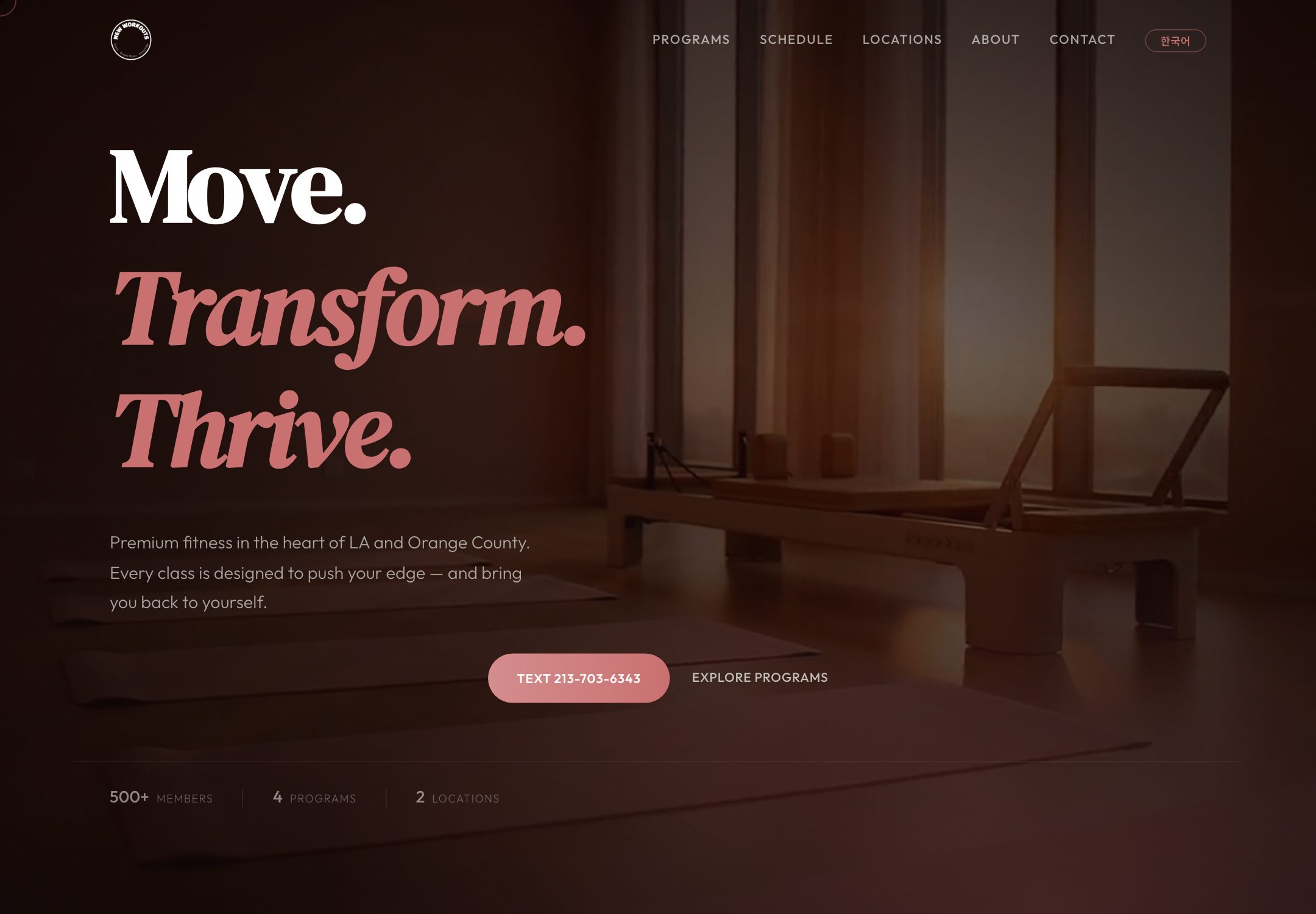 Homepage of the New Workouts website built by Hyper Vision Co.